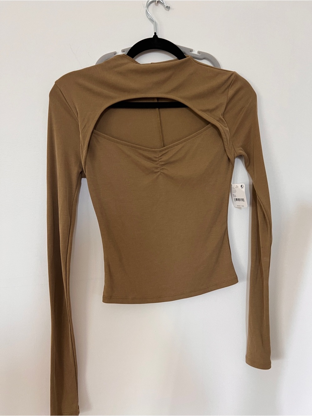 Free people XS Women's Long-Sleeve Cutout Top in Camel